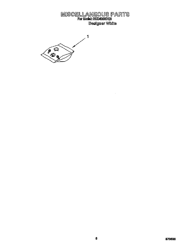 MISCELLANEOUS, LIT/OPTIONAL Diagram and Parts List for RUD4300DQ3  Roper Dishwasher