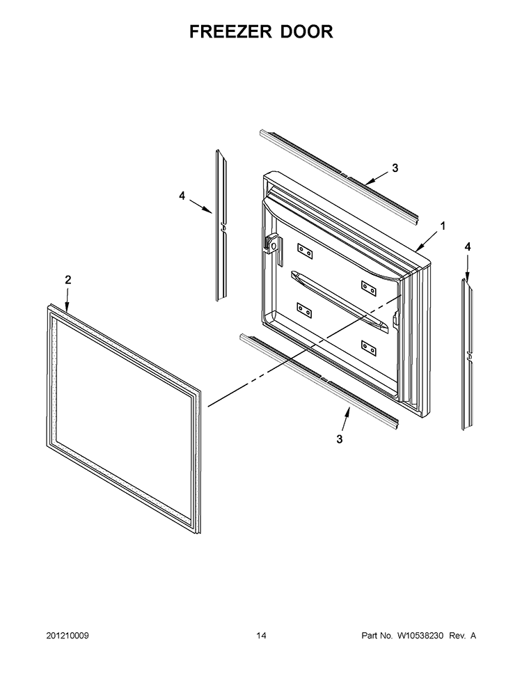 FREEZER DOOR Diagram and Parts List for KFCO22EVBL5  KitchenAid Refrigerator