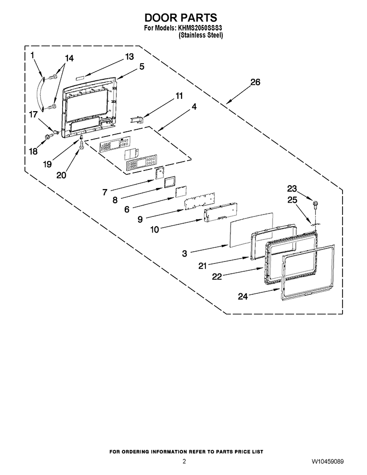 DOOR PARTS Diagram and Parts List for KHMS2050SSS3  KitchenAid Microwave