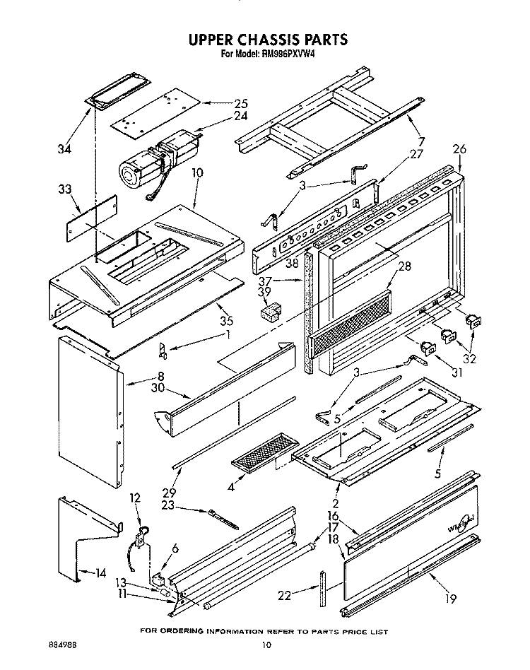 UPPER CHASSIS Diagram and Parts List for RM996PXVW4  Whirlpool Microwave Oven Combo
