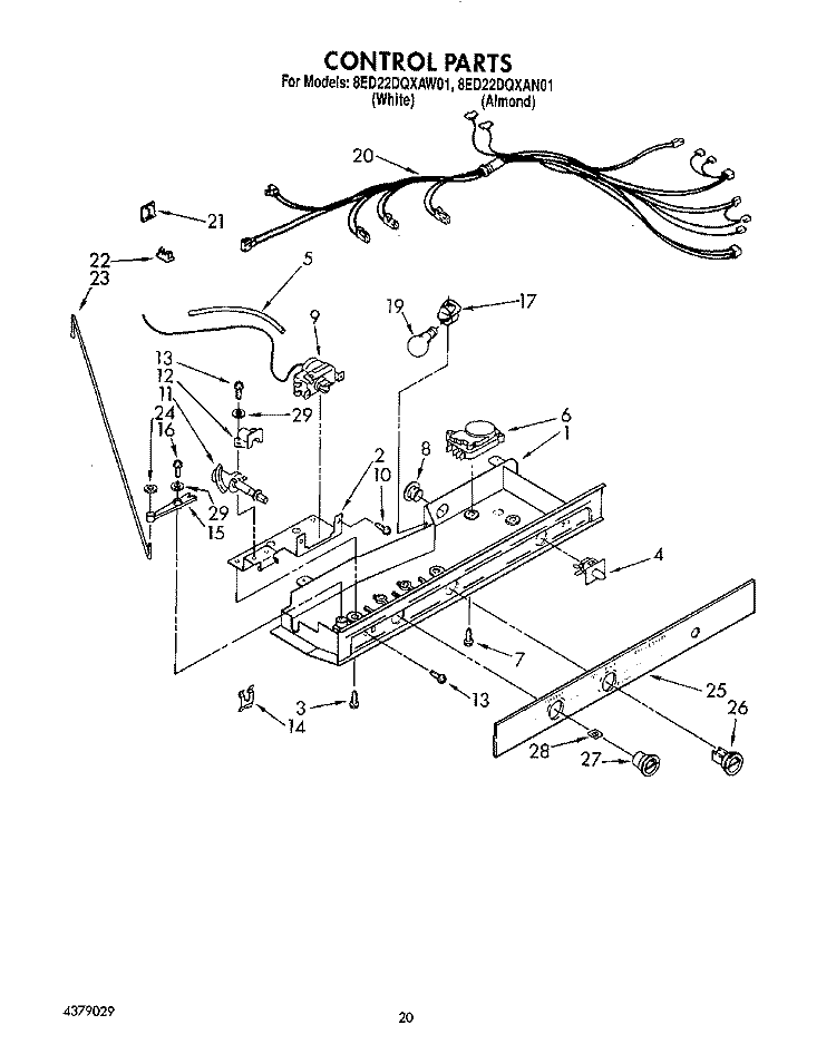 CONTROL, LIT/OPTIONAL Diagram and Parts List for 8ED22DQXAN01  Whirlpool Refrigerator