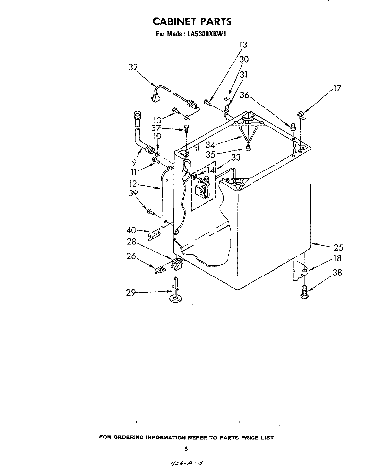 CABINET Diagram and Parts List for LA5300XKW1  Whirlpool Washer