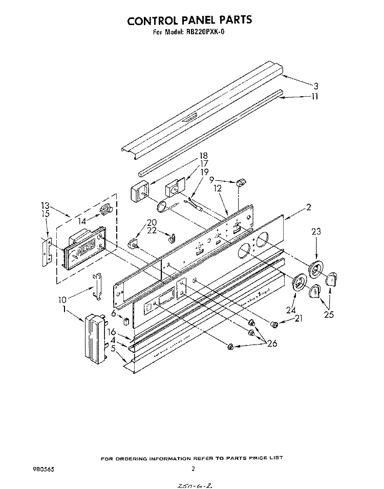 SECTION Diagram and Parts List for RB220PXK0  Whirlpool Wall Oven