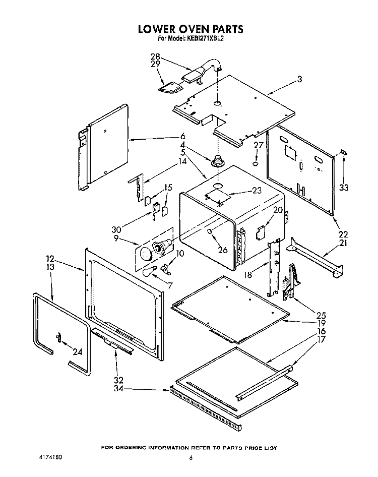 LOWER OVEN Diagram and Parts List for KEBI271XBL2  KitchenAid Wall Oven