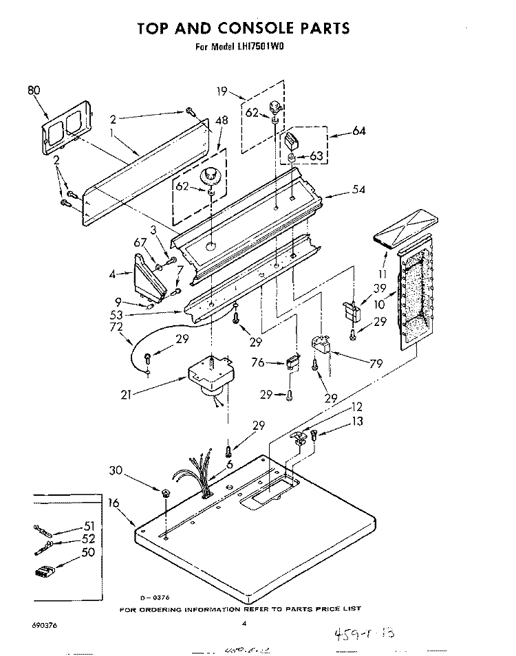 SECTION Diagram and Parts List for LHI7501W0  Whirlpool Dryer
