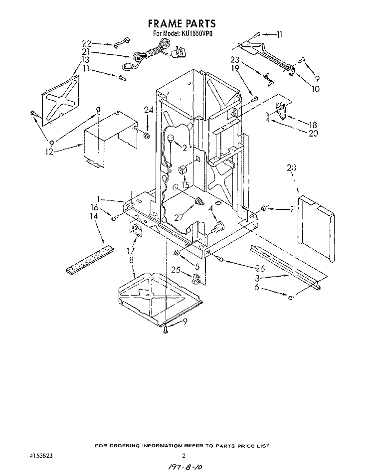 FRAME Diagram and Parts List for KU1550VP0  Roper Trash Compactor