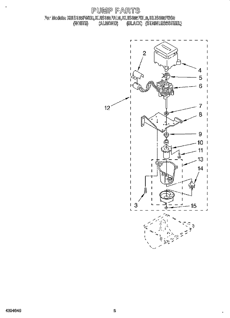 PUMP Diagram and Parts List for KUIS185FBL0  KitchenAid Ice Maker