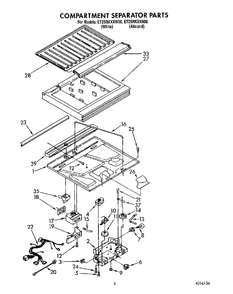 COMPARTMENT SEPARATOR Diagram and Parts List for ET25RKXXW00  Whirlpool Refrigerator