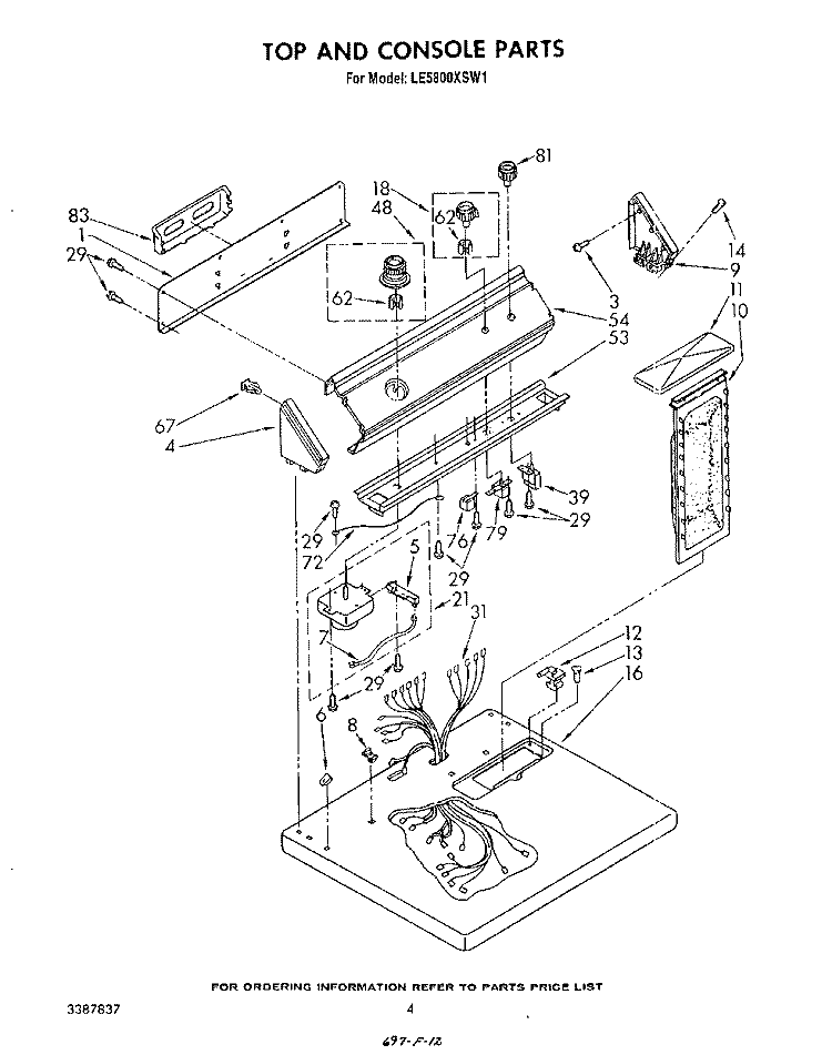 SECTION Diagram and Parts List for LE5800XSW1  Whirlpool Dryer