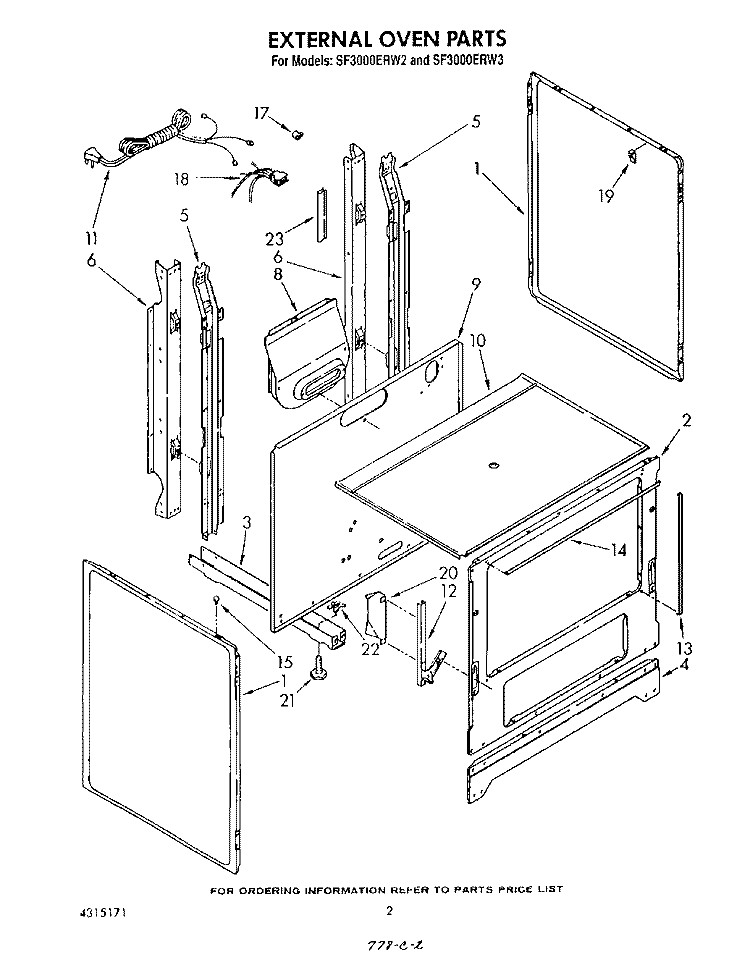 EXTERNAL OVEN Diagram and Parts List for SF3000ERW3  Whirlpool Range