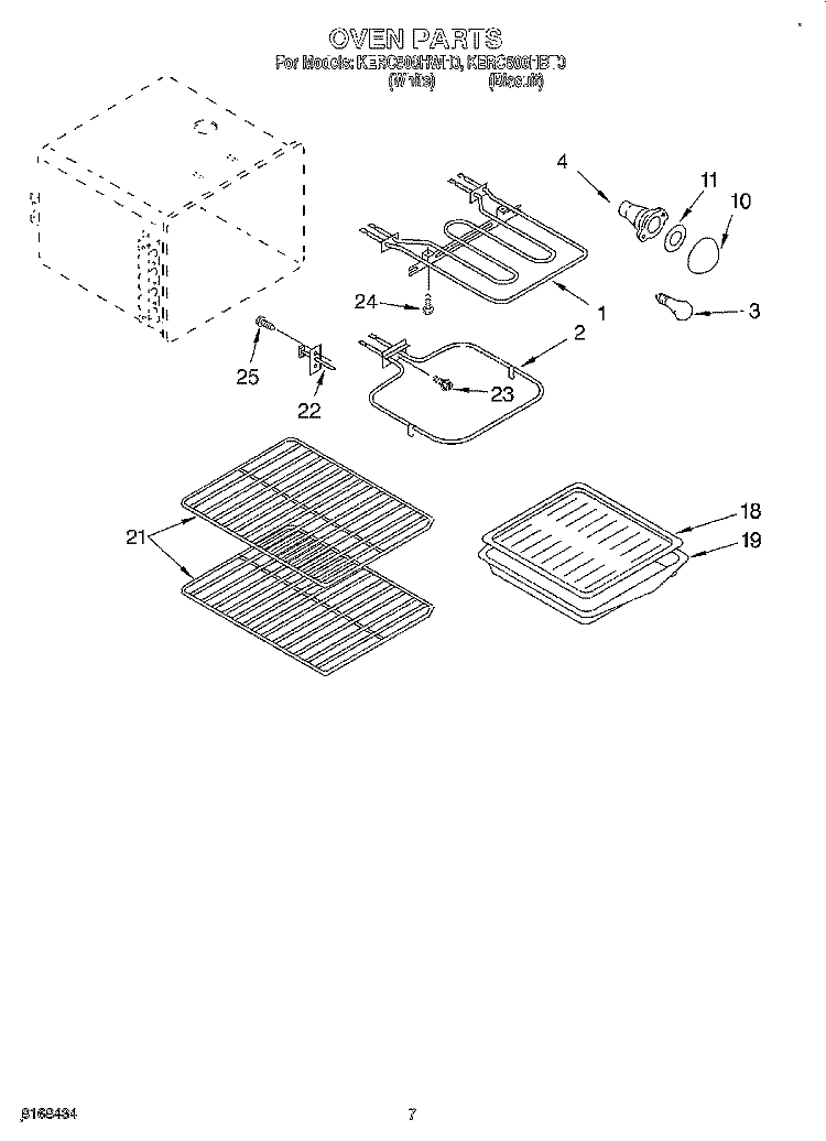 OVEN Diagram and Parts List for KERC500HBT0  KitchenAid Range