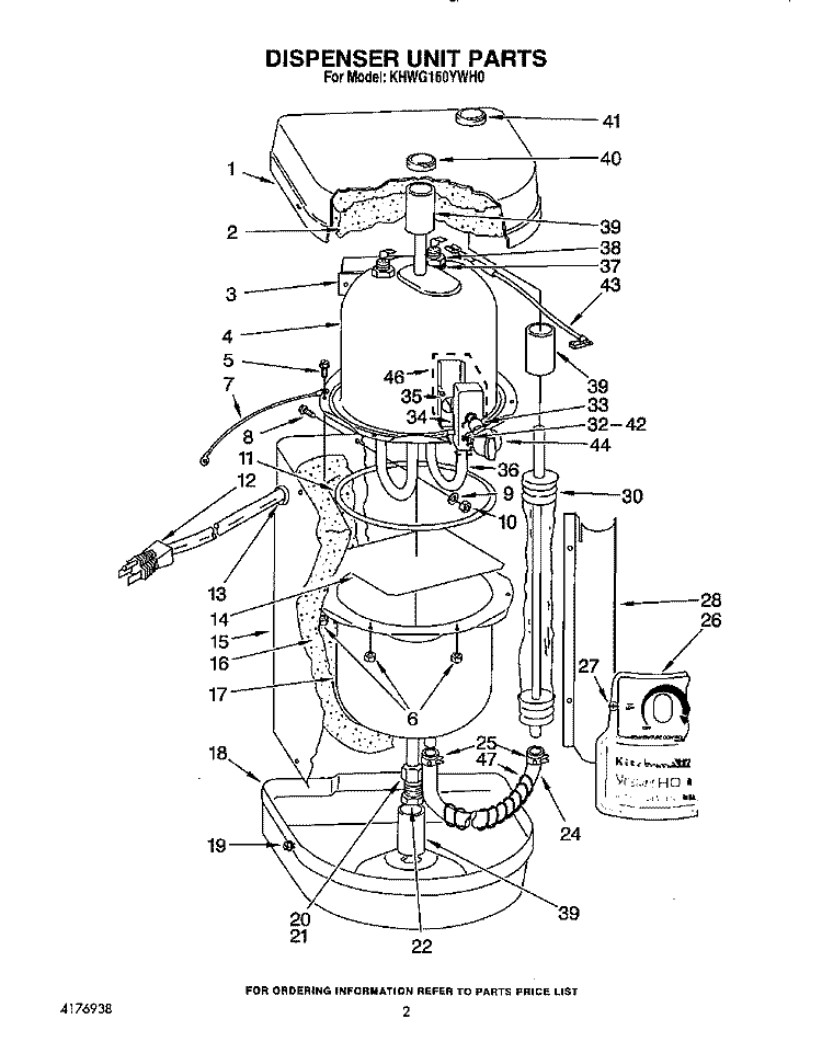SECTION Diagram and Parts List for KHWG160YCR0  KitchenAid Miscellaneous