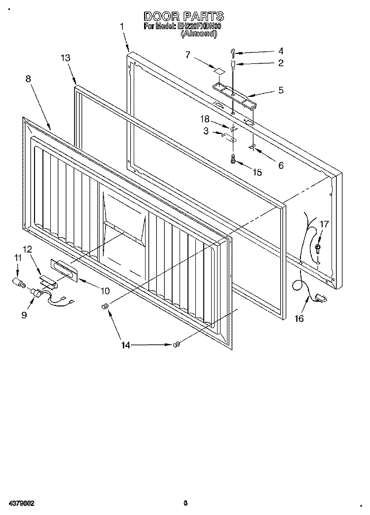 SECTION Diagram and Parts List for EH220FXDN00  Whirlpool Freezer