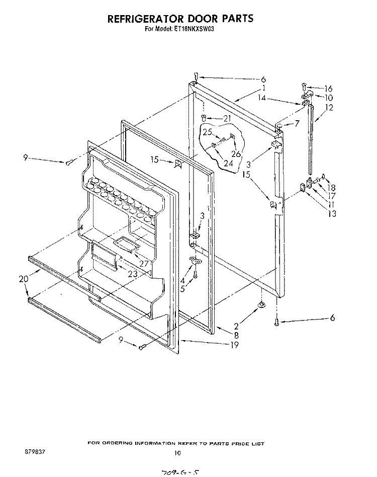 REFRIGERATOR DOOR , LIT/OPTIONAL Diagram and Parts List for ET18NKXSW03  Whirlpool Refrigerator