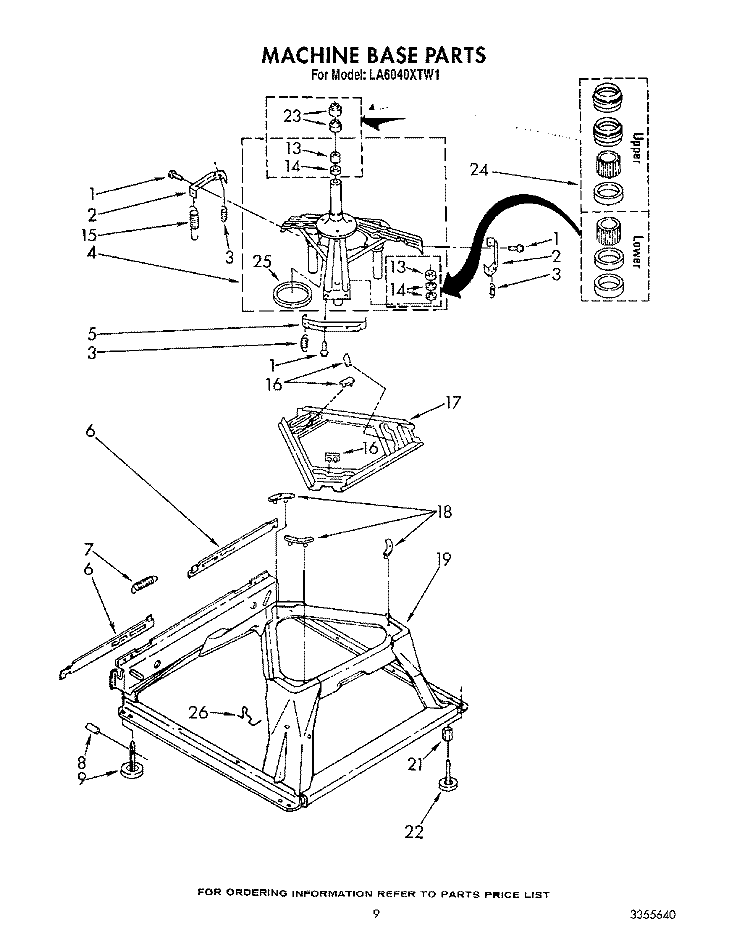 MACHINE BASE Diagram and Parts List for LA6040XTF1  Whirlpool Washer