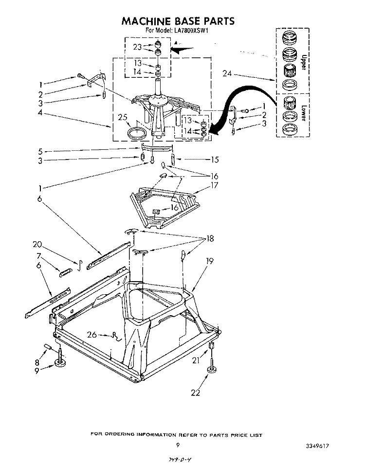 MACHINE BASE Diagram and Parts List for LA7800XSW1  Whirlpool Washer