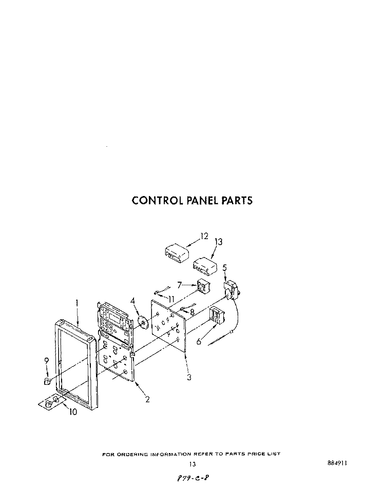 CONTROL PANEL Diagram and Parts List for RM988PXVN2  Whirlpool Microwave Oven Combo
