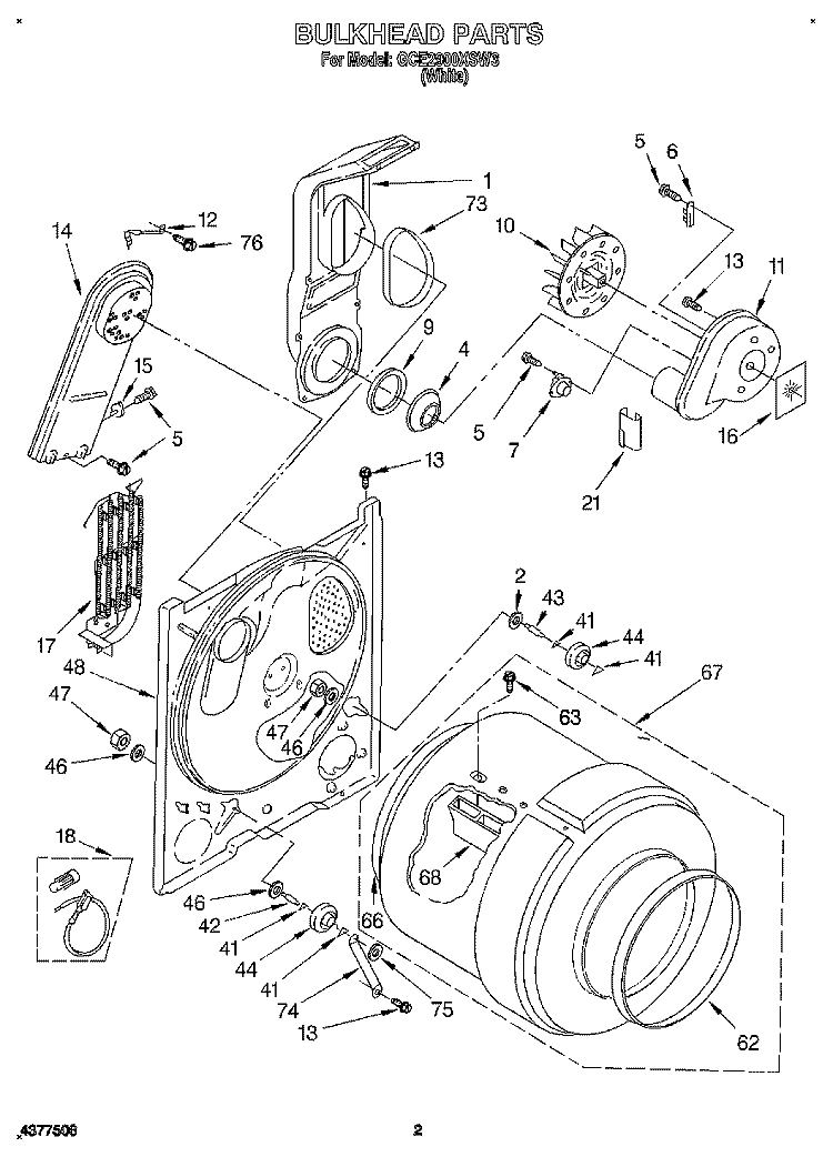 BULKHEAD, LIT/OPTIONAL Diagram and Parts List for GCE2900XSW3  Whirlpool Dryer