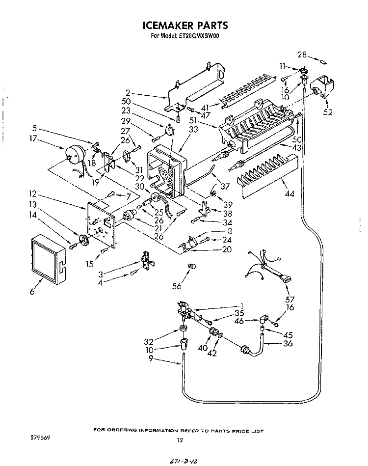 ICE MAKER , LIT/OPTIONAL Diagram and Parts List for ET20GMXSW00  Whirlpool Refrigerator