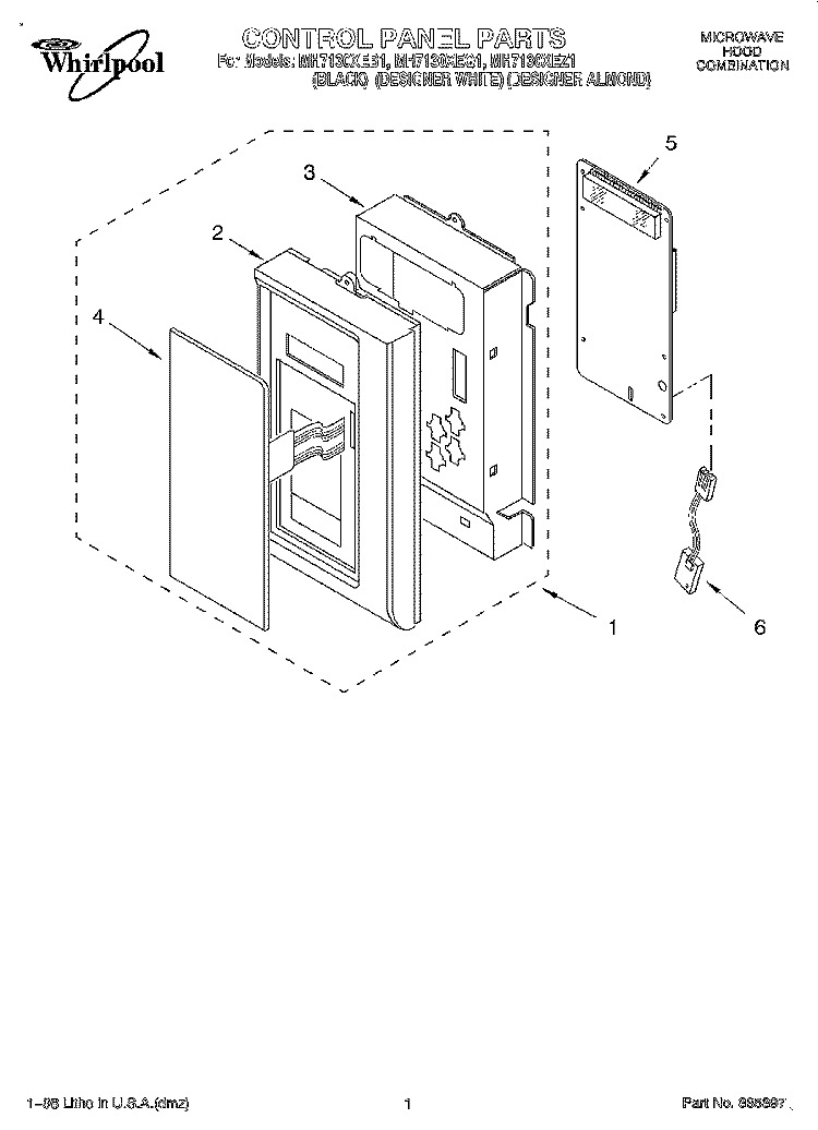 CONTROL PANEL Diagram and Parts List for MH7130XEQ1  Whirlpool Microwave