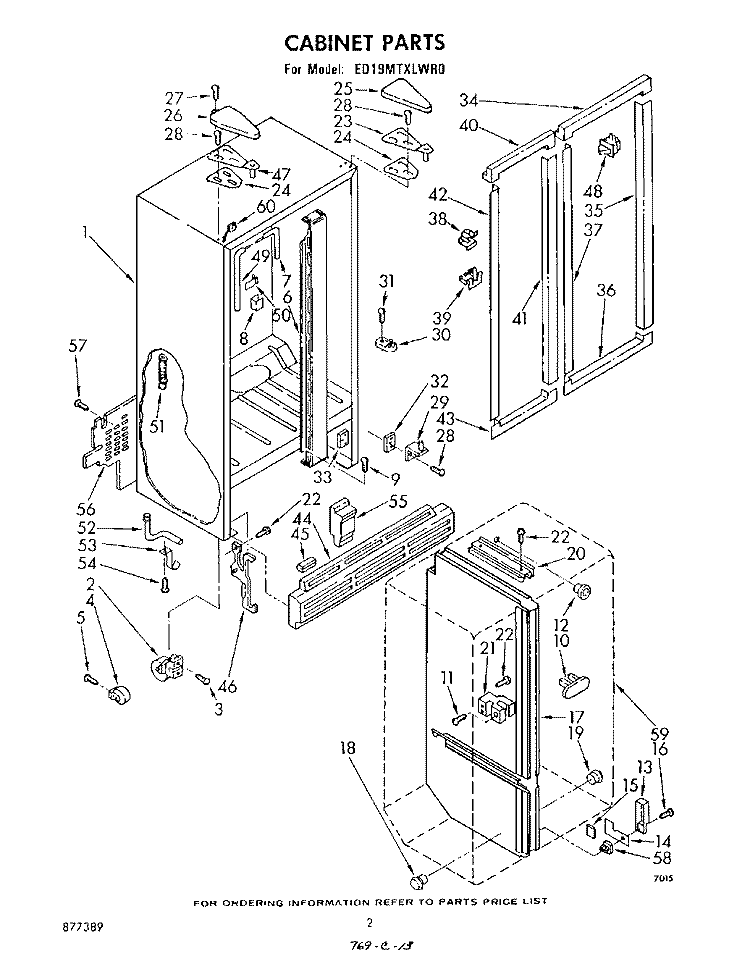 CABINET Diagram and Parts List for ED19MTXLWR0  Whirlpool Refrigerator