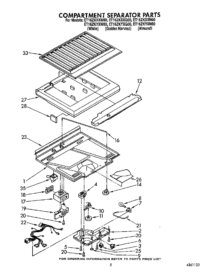 COMPARTMENT SEPARATOR Diagram and Parts List for ET16ZKYXG00  Whirlpool Refrigerator