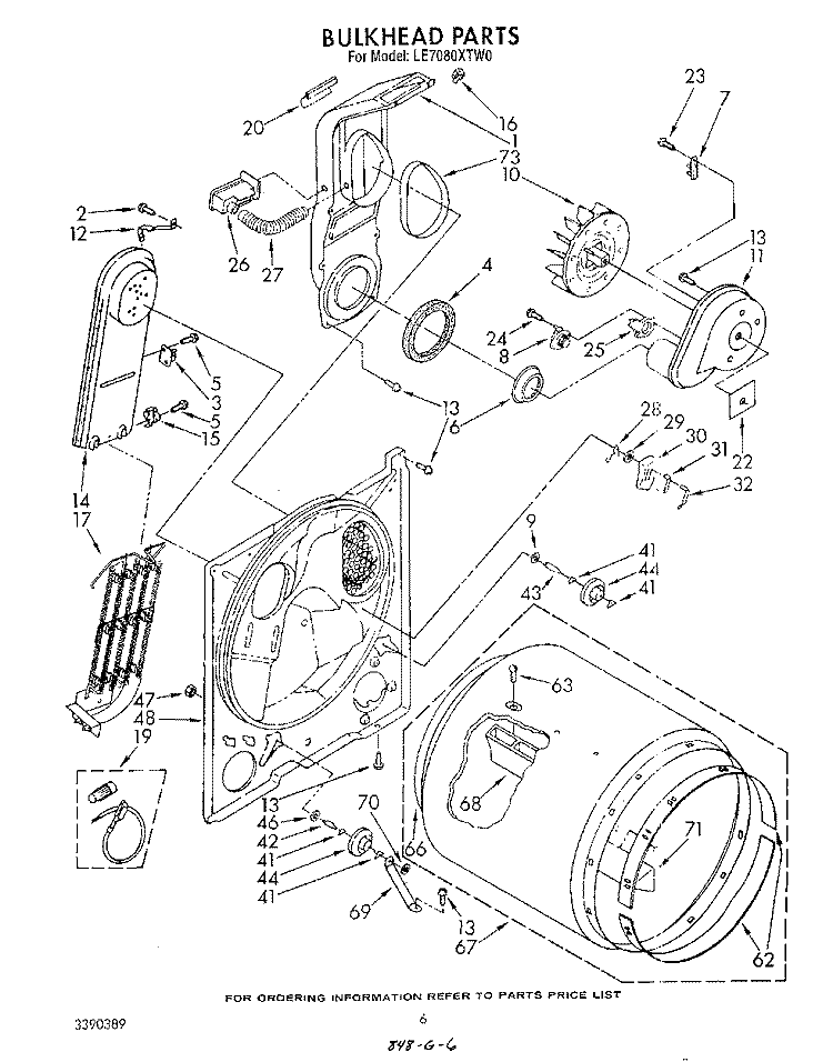SECTION Diagram and Parts List for LE7080XTG0  Whirlpool Dryer