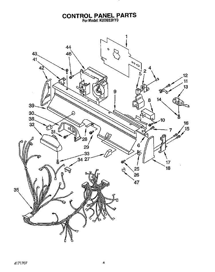 CONTROL PANEL, LIT/OPTIONAL Diagram and Parts List for KUDB23HY0  KitchenAid Dishwasher