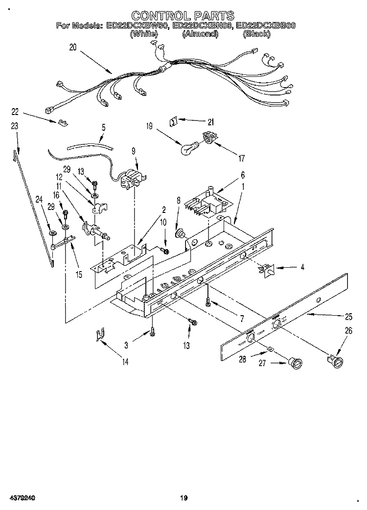 CONTROL, LIT/OPTIONAL Diagram and Parts List for ED22DCXBB00  Whirlpool Refrigerator