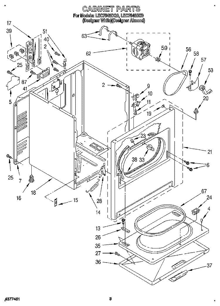 SECTION Diagram and Parts List for LEC7848DZ0  Whirlpool Dryer