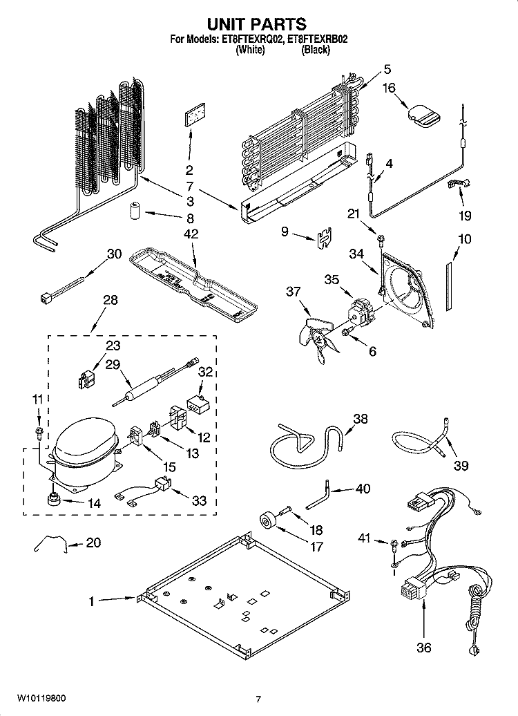 UNIT PARTS Diagram and Parts List for ET8FTEXRB02  Whirlpool Refrigerator