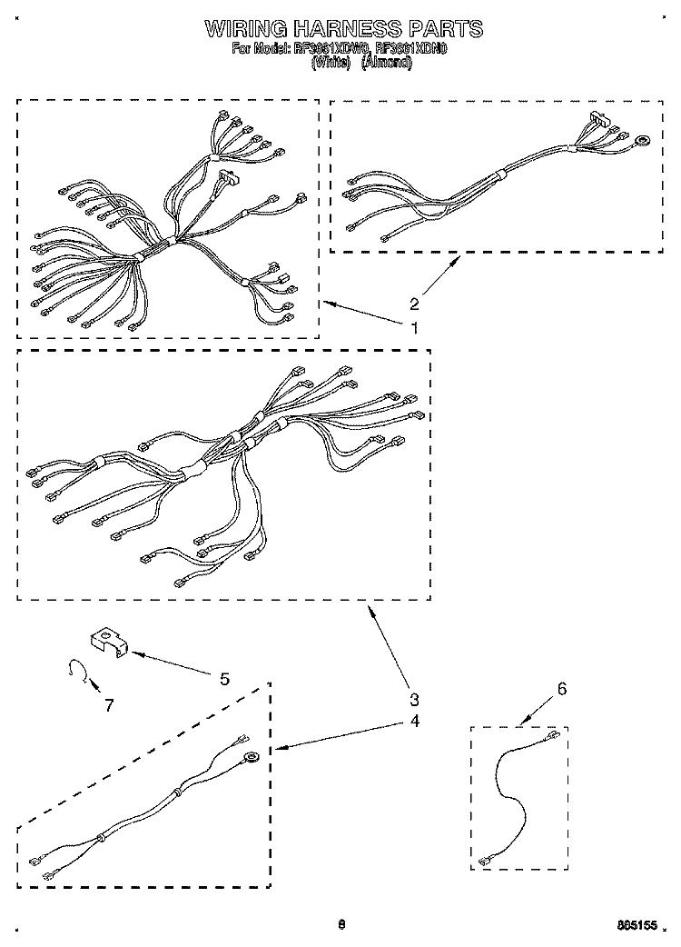 WIRING HARNESS, LIT/OPTIONAL Diagram and Parts List for RF3661XDW0  Whirlpool Range