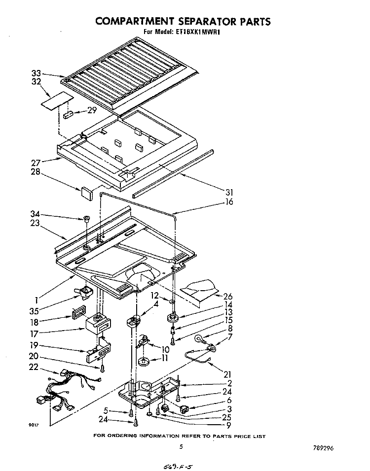COMPARTMENT SEPARATOR Diagram and Parts List for ET16XK1MWR1  Whirlpool Refrigerator