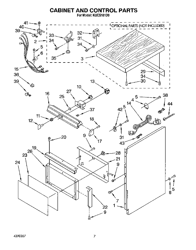 CABINET AND CONTROL Diagram and Parts List for KUCS181D0  KitchenAid Trash Compactor