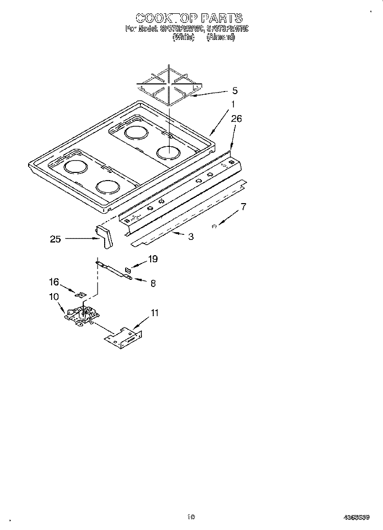 SECTION Diagram and Parts List for SF378PEWW0  Whirlpool Range