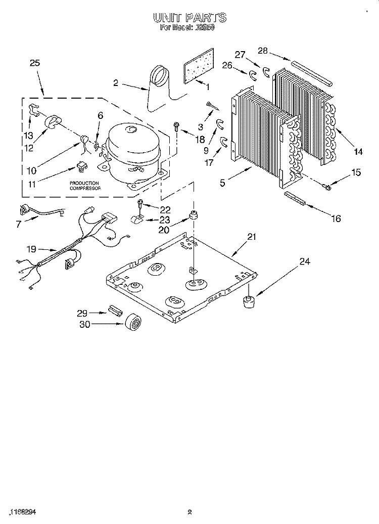 UNIT, LITERATURE Diagram and Parts List for D25B0  Whirlpool Dehumidifier