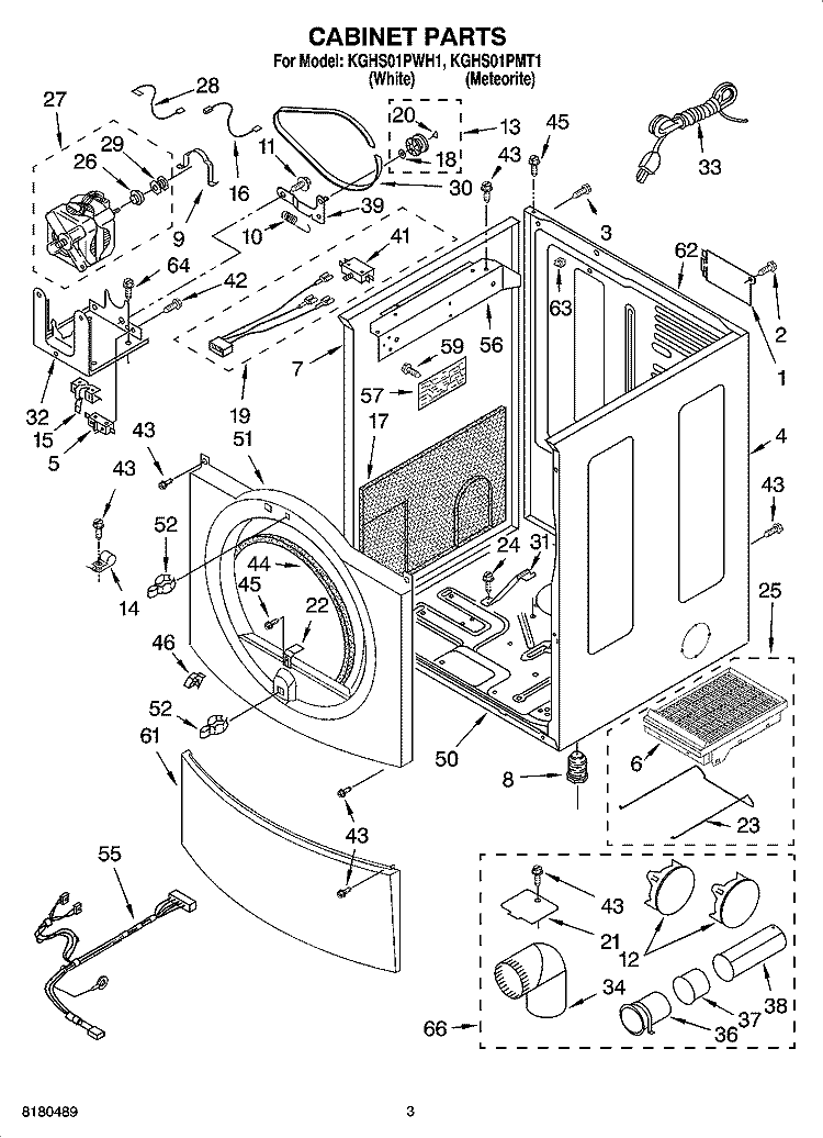CABINET PARTS Diagram and Parts List for KGHS01PWH1  KitchenAid Dryer