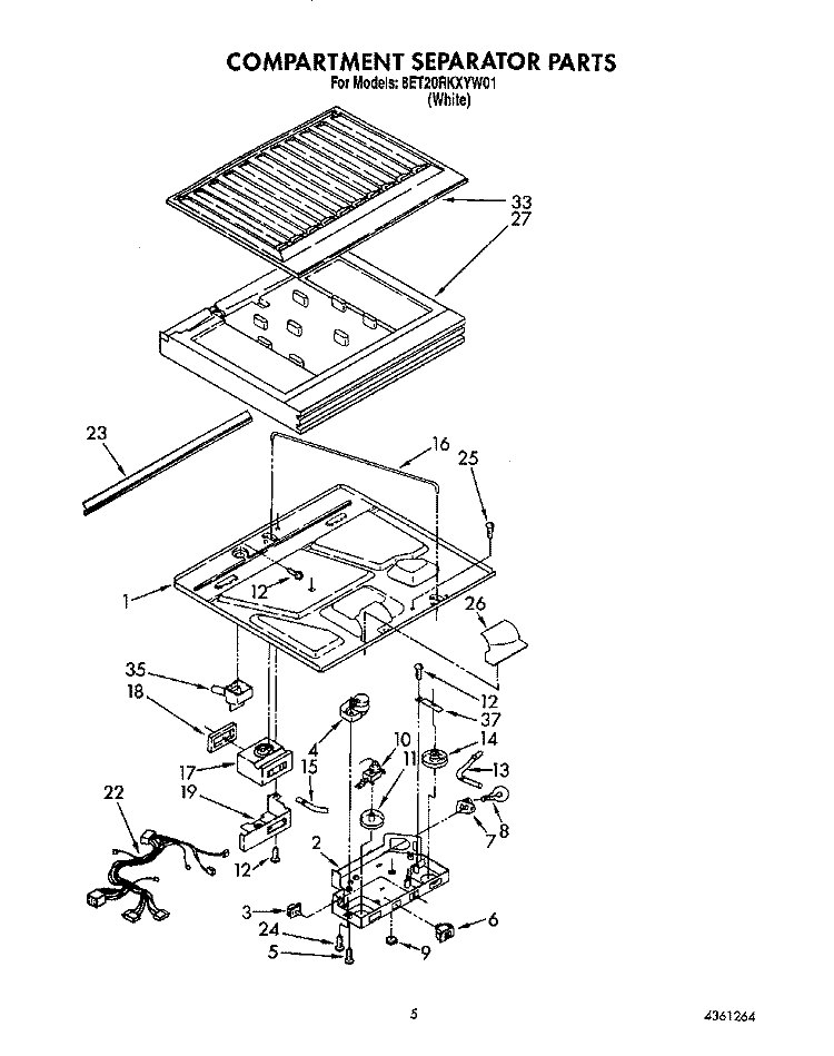COMPARTMENT SEPARATOR Diagram and Parts List for 8ET20RKXYW01  Whirlpool Refrigerator
