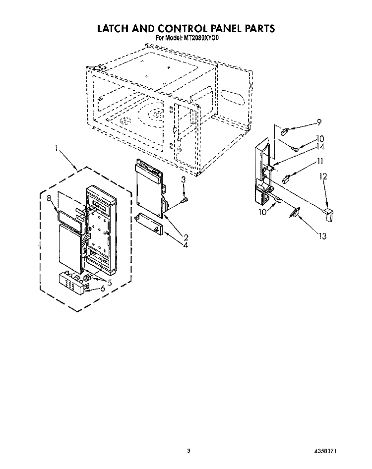 SECTION Diagram and Parts List for MT2080XYQ0  Whirlpool Microwave