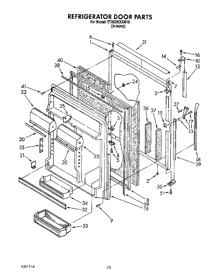 REFRIGERATOR DOOR Diagram and Parts List for ET20DKXXN10  Whirlpool Refrigerator