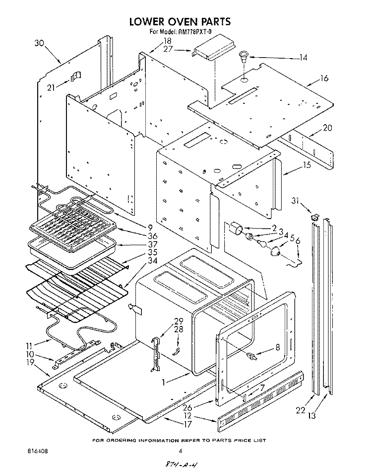 LOWER OVEN Diagram and Parts List for RM778PXT0  Whirlpool Microwave Oven Combo