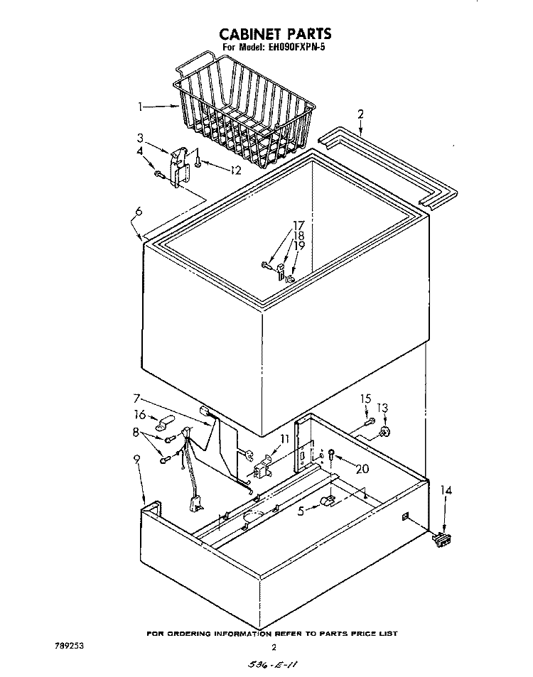 SECTION Diagram and Parts List for EH090FXPN5  Whirlpool Freezer