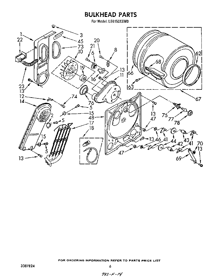 SECTION Diagram and Parts List for LE6150XSW0  Whirlpool Dryer