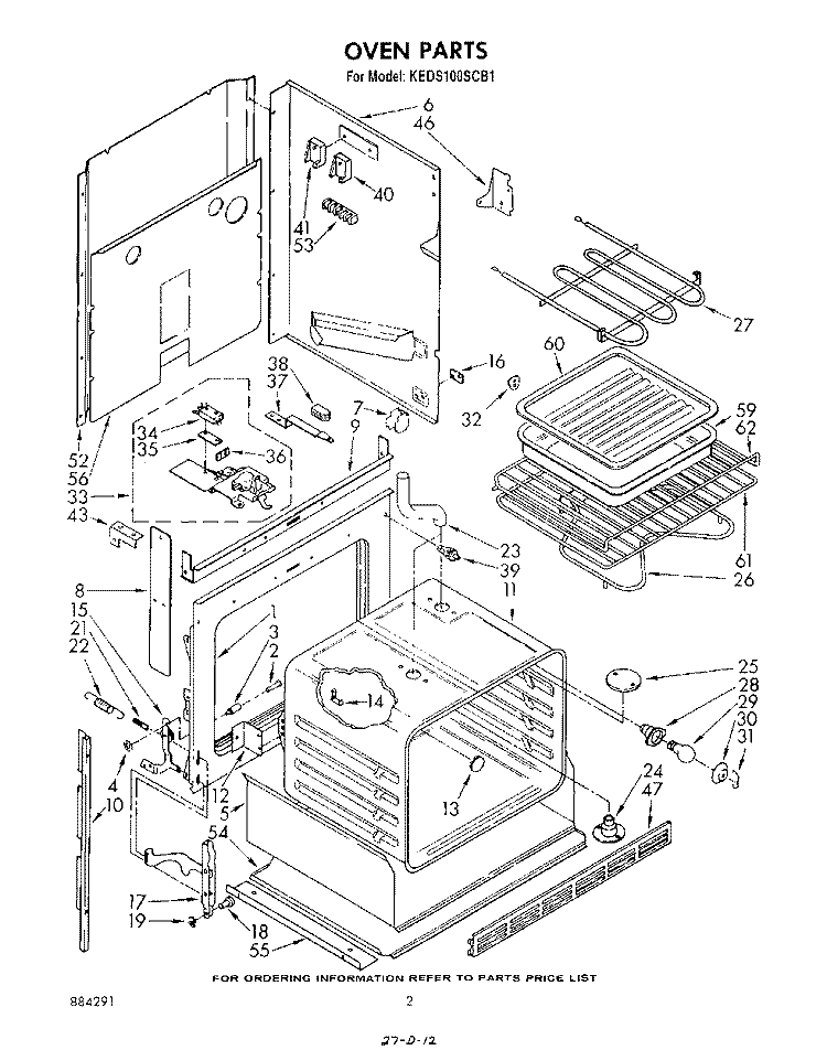 OVEN Diagram and Parts List for KEDS100SCB1  KitchenAid Range