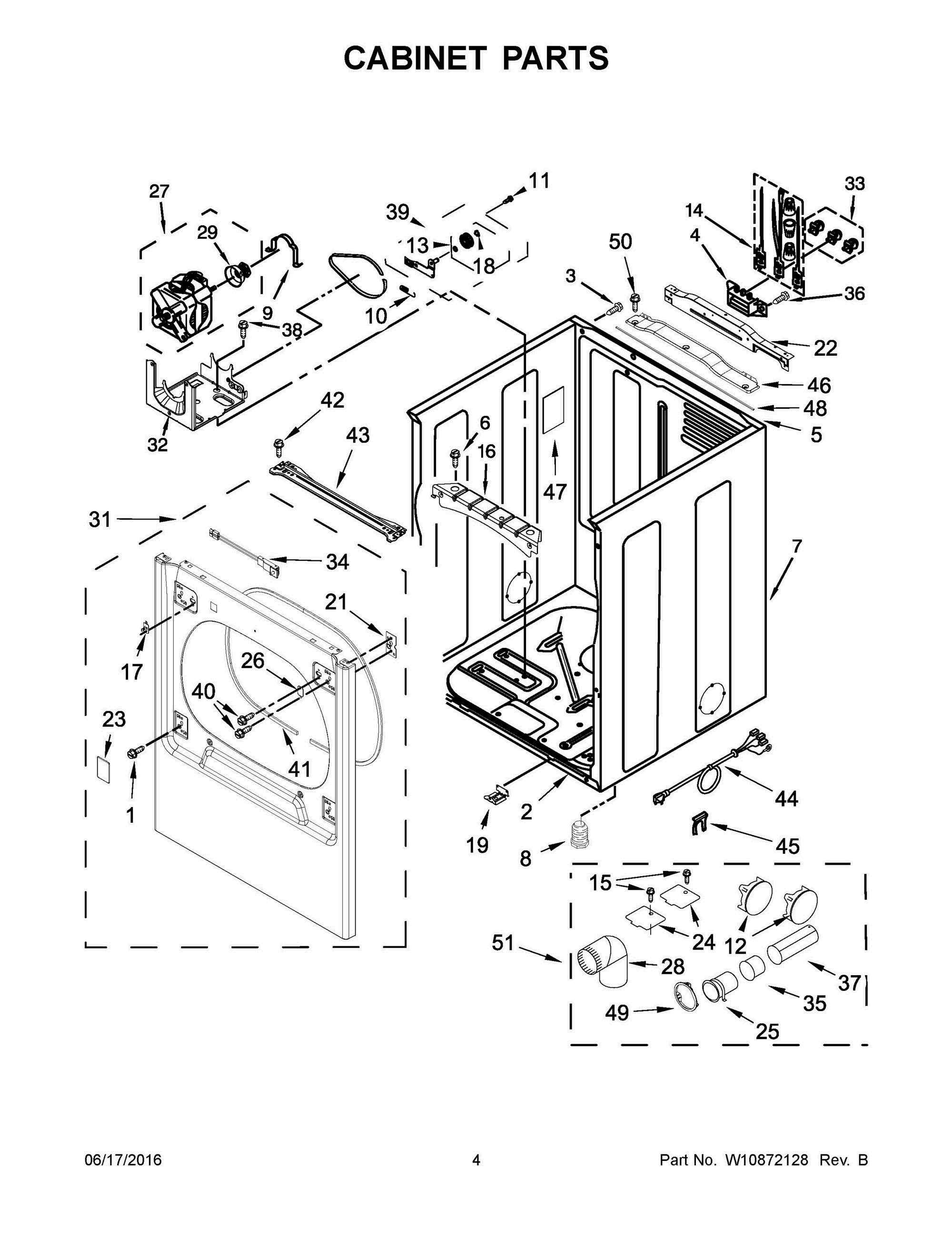 03 - CABINET PARTS Diagram and Parts List for YMEDB835DW3  Whirlpool Dryer