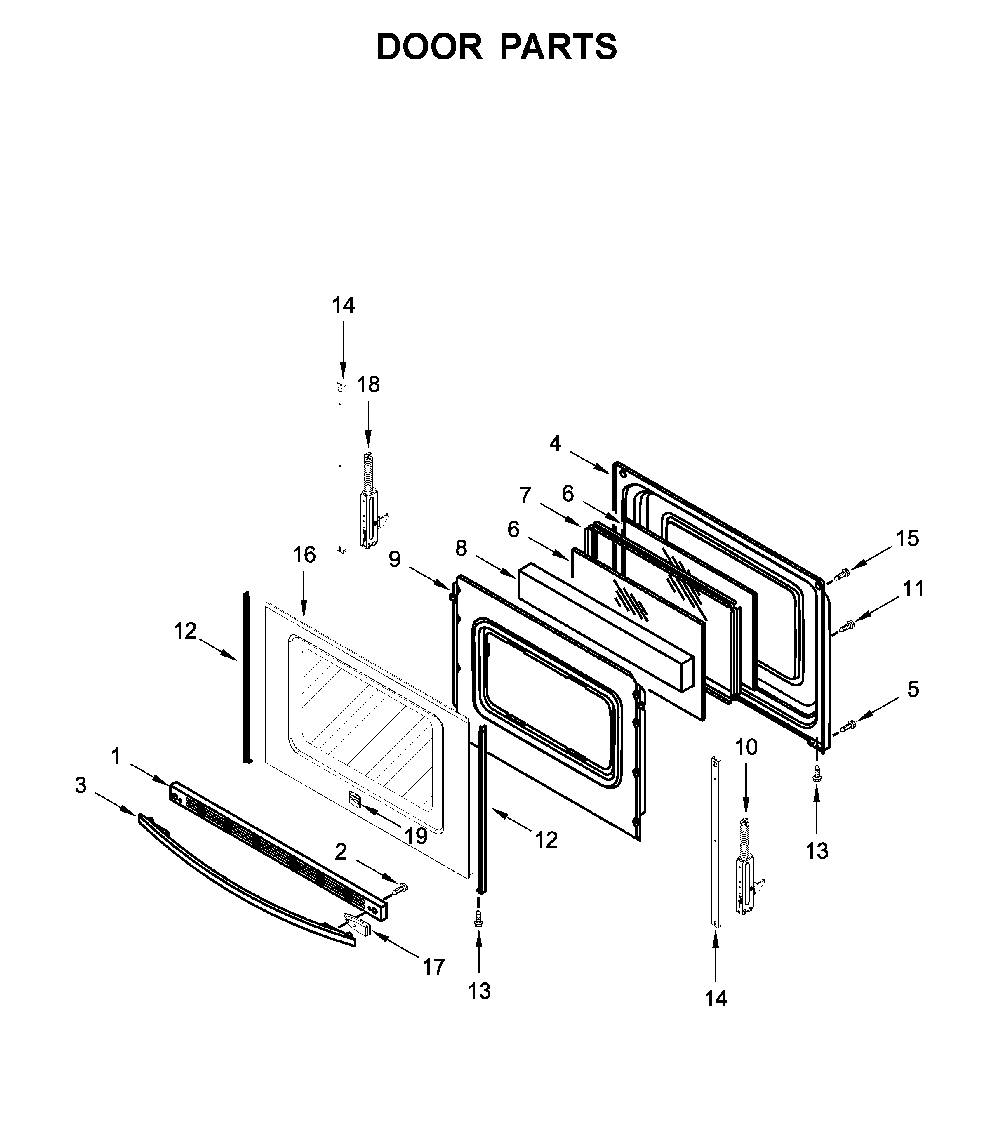 Door parts Diagram and Parts List for 66475113611  Kenmore Range
