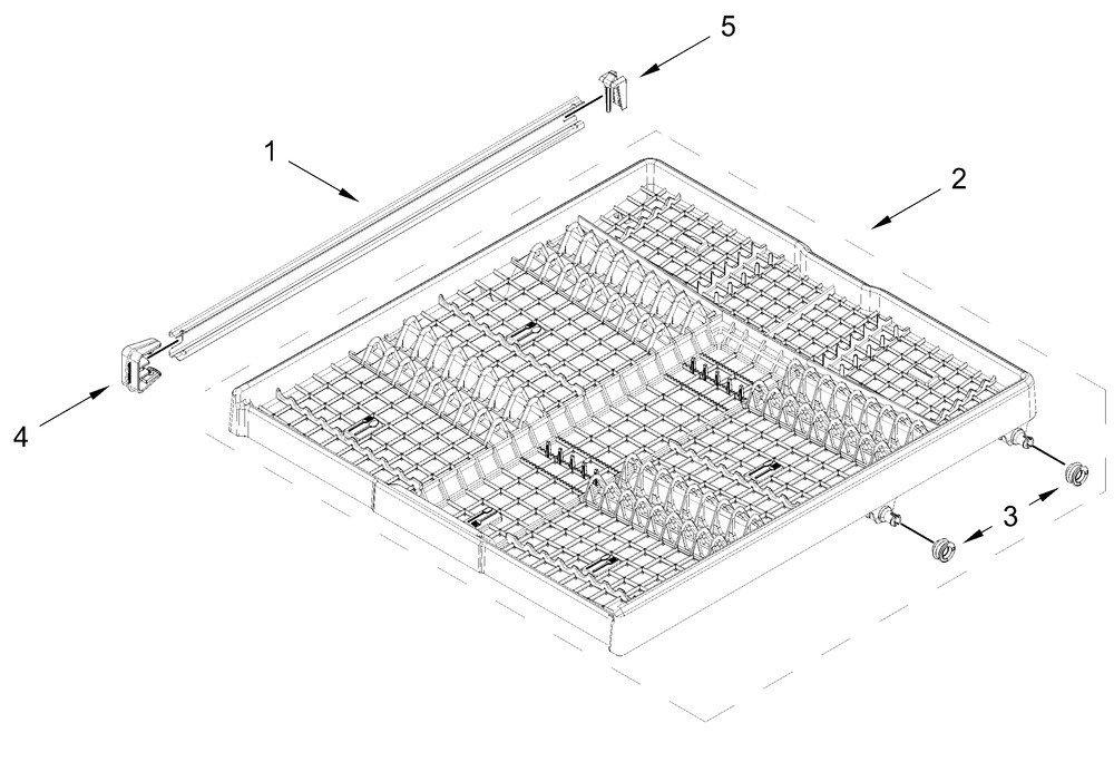 Third Level Rack And Track Parts Diagram and Parts List for JDTS3924SP0  Whirlpool Dishwasher
