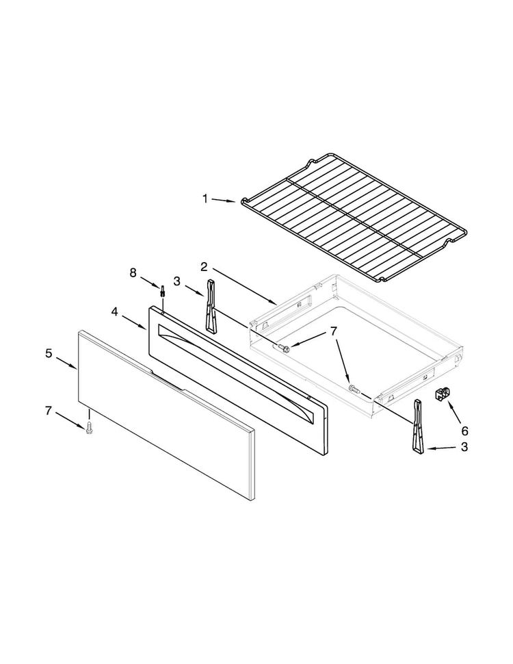 Drawer And Broiler Parts Diagram and Parts List for WFG520S0AS2  Whirlpool Range