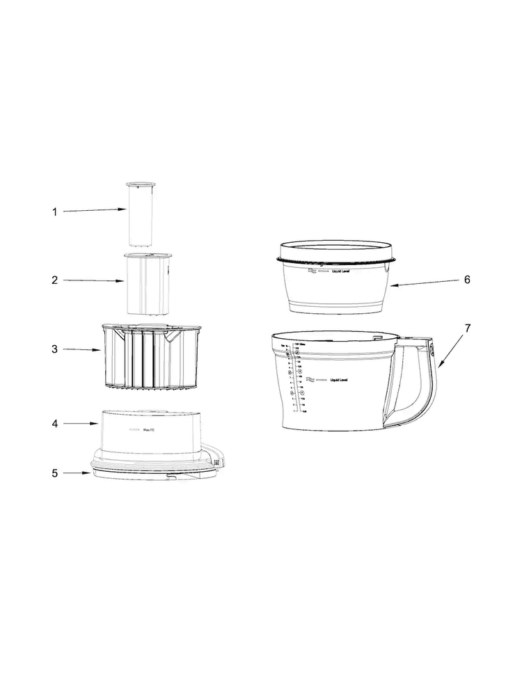 Bowl And Lid Parts Diagram and Parts List for 5KFP1444GMS0  KitchenAid Food Processor
