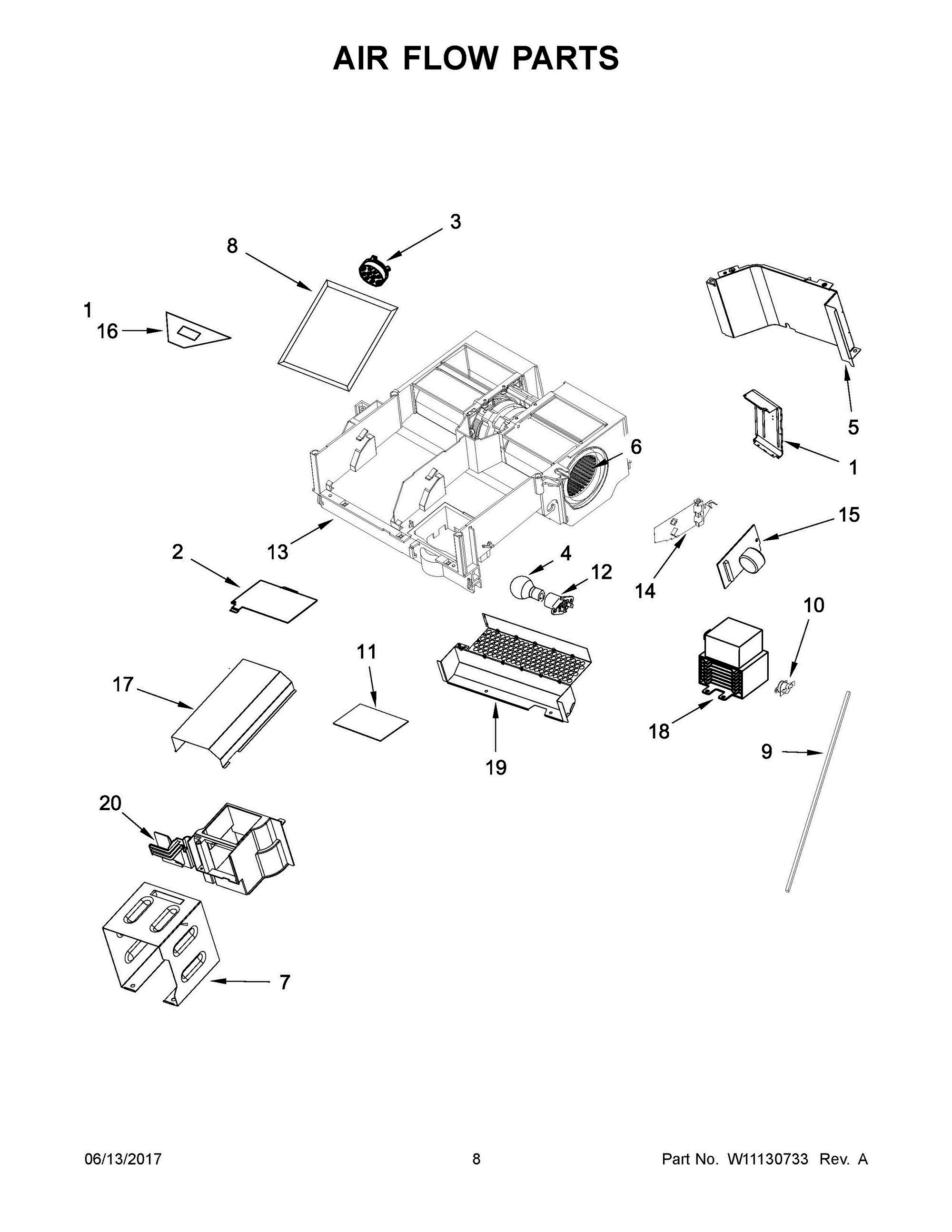 05 - AIR FLOW PARTS Diagram and Parts List for WMH75021HZ0  Whirlpool Microwave Oven Combo